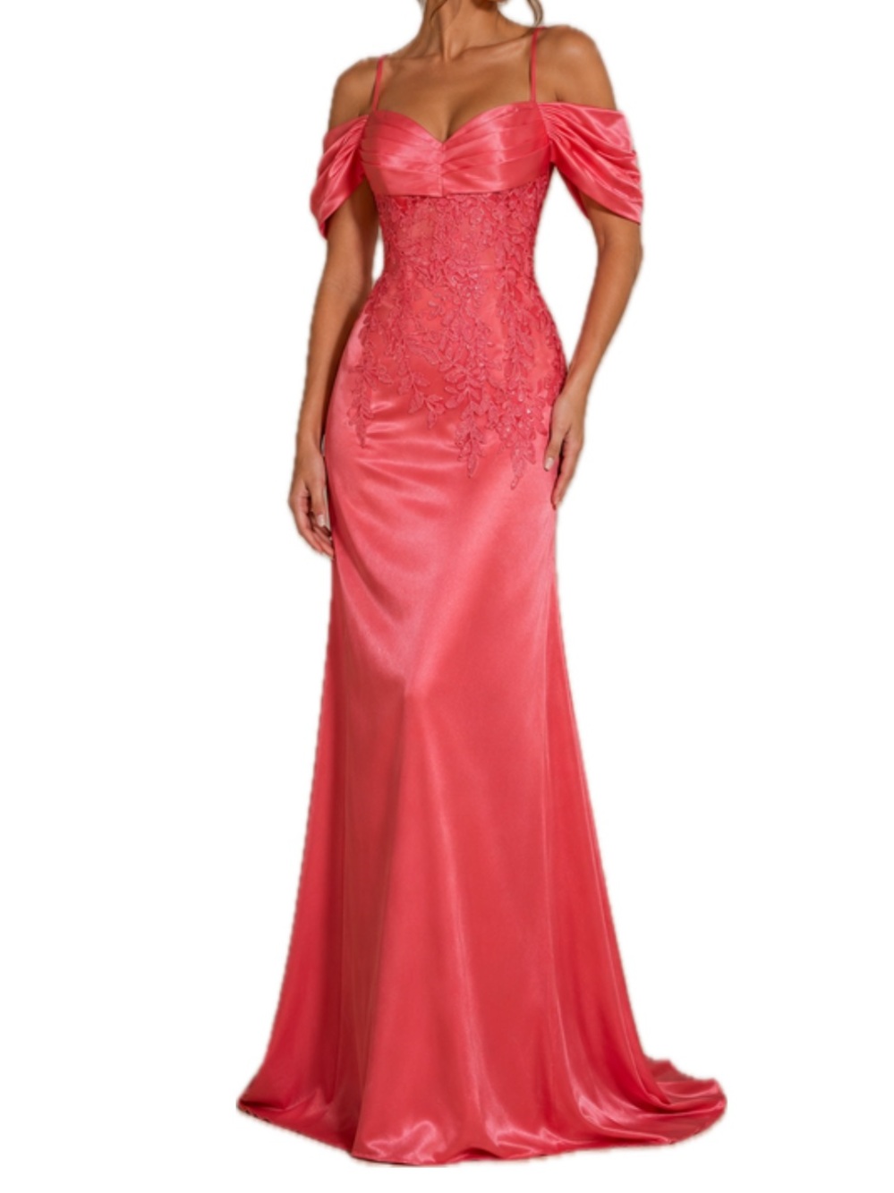 Windsor Coral Backless Satin Evening Gown
